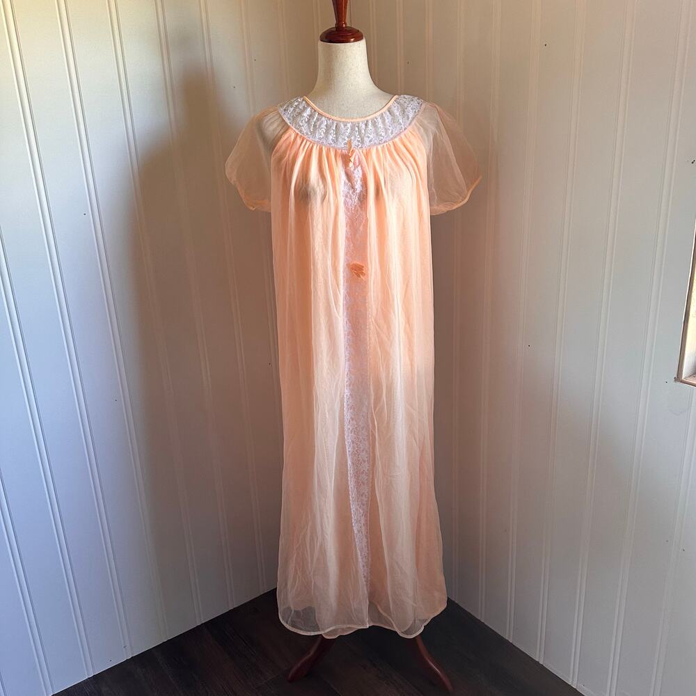 Vintage 50s Orange Maxi Nightgown M